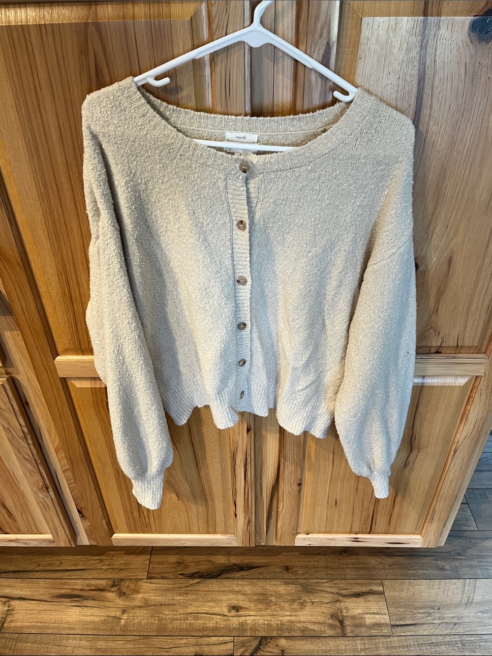 Cozy Life BY THE RIVER Cream Button-Up Women's Sweater Cardigan, size M